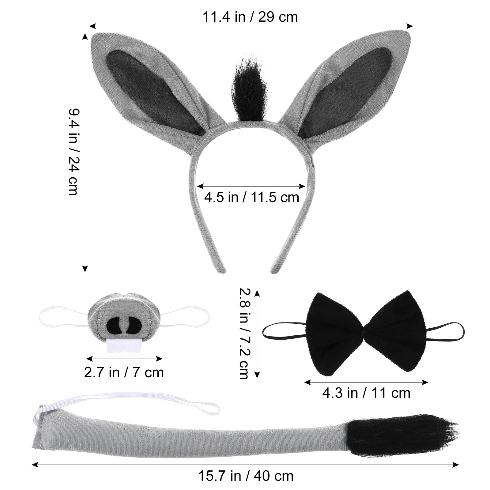 1 Zestaw Kostiumów Zwierzęcych Rekwizyty Strój Osła na Urodziny Karnawał Uroczystości Użyj Kostiumu Osła