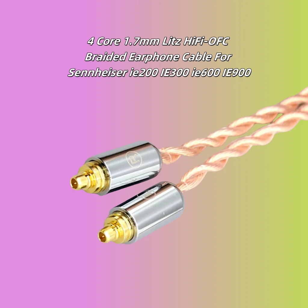 4 كور 1.7 ملم Litz HiFi-OFC كابل سماعة أذن مضفر لـ Sennheiser ie200 IE300 ie600 IE900 8087