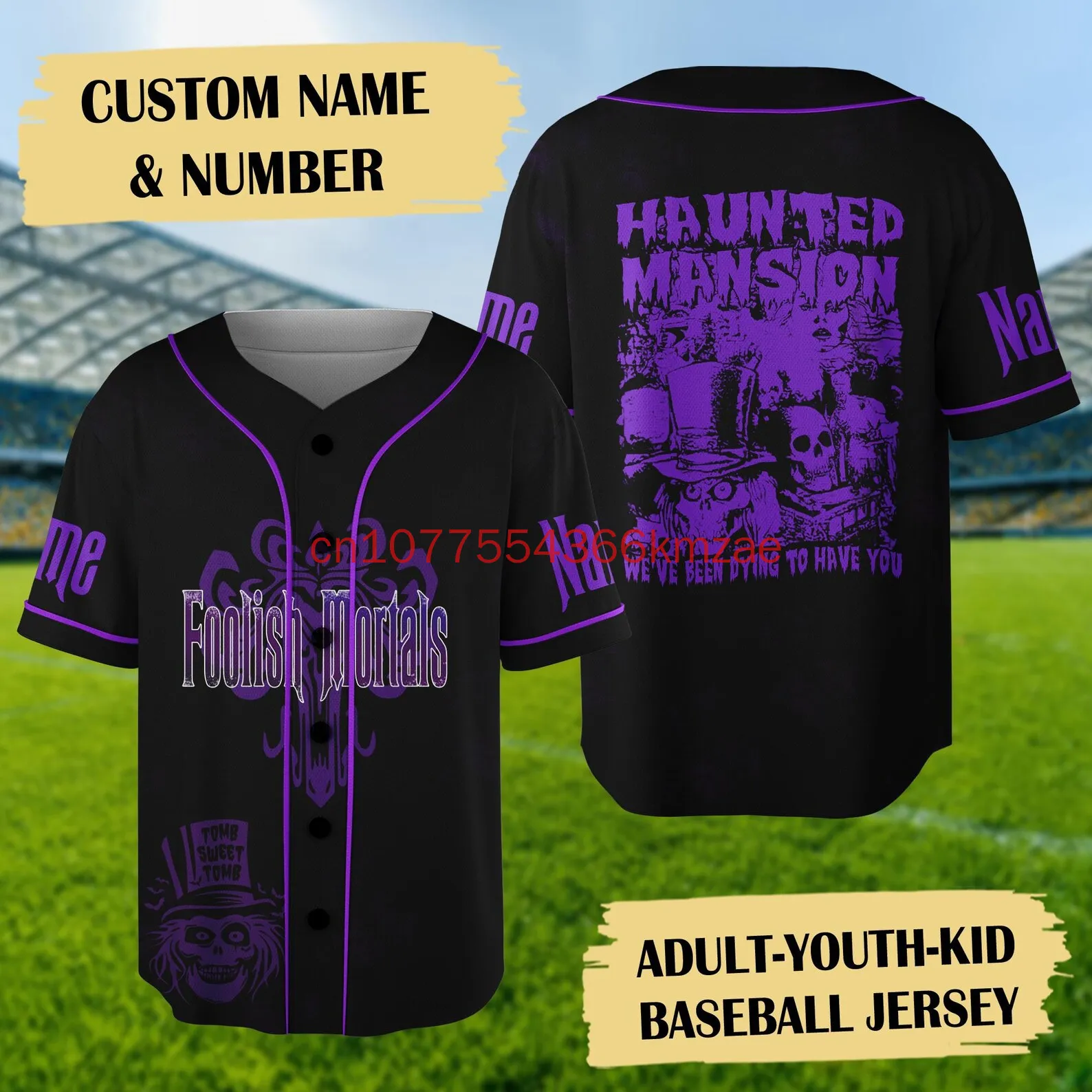 Disney Halloween Haunted Mansion เสื้อเบสบอล 3D พิมพ์ผู้ชายและผู้หญิง Street แฟชั่น Y2K เสื้อเบสบอล