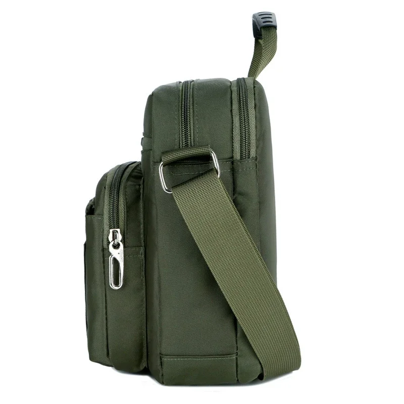 Bolso de hombro de nailon para hombre, bandolera informal de gran capacidad con múltiples compartimentos y taza de agua, novedad