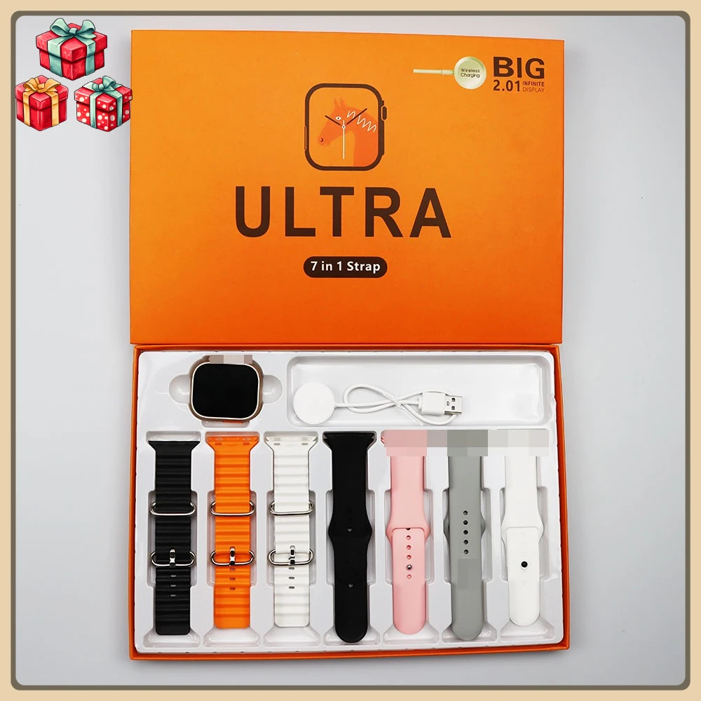 

7in1 Smart Watch S9 Ultra Kit 7 Bands Multi Function Smartwatch Huaqiangbei