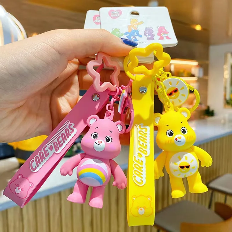 Miniso Love Bear Keychain Couple's Bag Pendant Ins Cartoon PVC Simple Cute Children's Backpack Pendant Doll Car Accessories