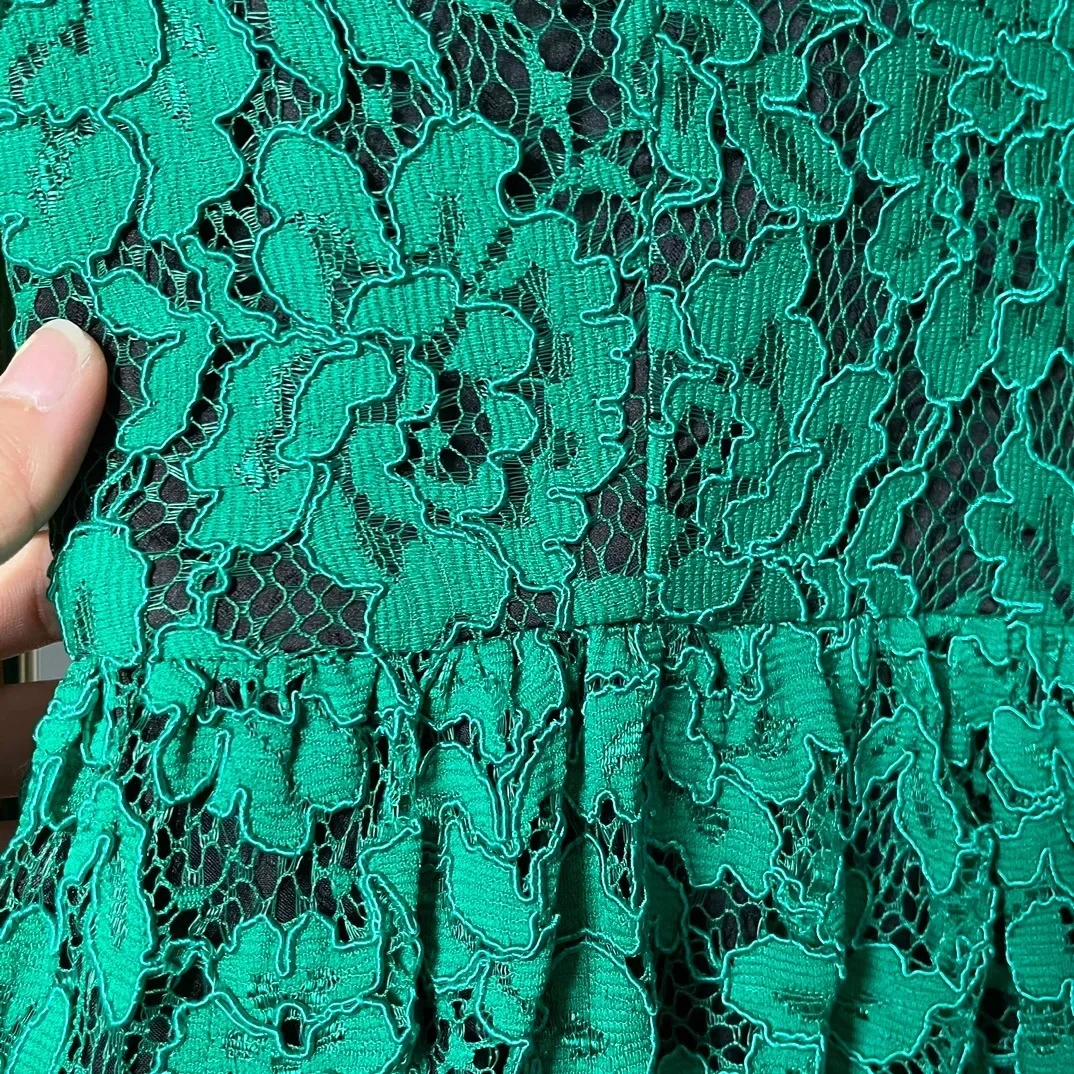 Corsé de encaje verde sin mangas para mujer, vestido Midi con escote Corazón, novedad de 2024