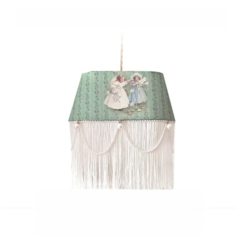 Original French girl retro doll fringed pearl antique brass bedroom living room children's room dining room chandelier