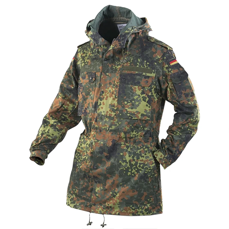 German Spot Camouflage Windbreaker Outdoor Mountaineering Mid-Length Windproof Jacket