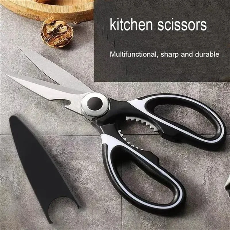 

Stainless Steel Scissors Kitchen Shears Chicken Meat Multipurpose Sharp Utility Corkscrew Fish Scales Scraper Cooking Gadgets