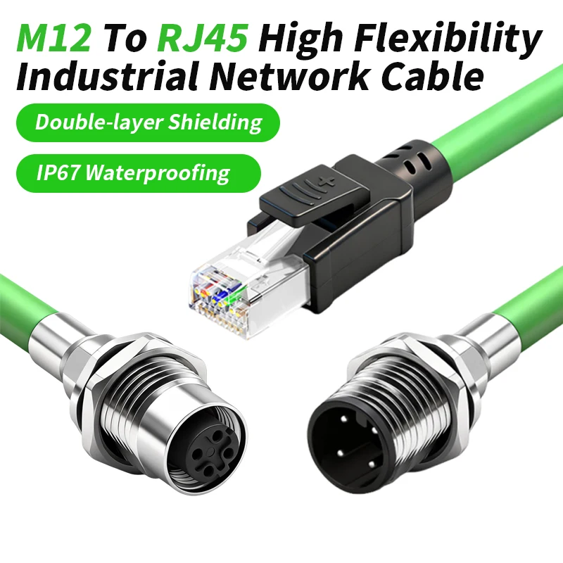 Panel Rear M12 A/D/X-Code Panel Front Socket to RJ45 Line Male Female A-type Aviation Plug to RJ45 Wire Industrial Network Cable