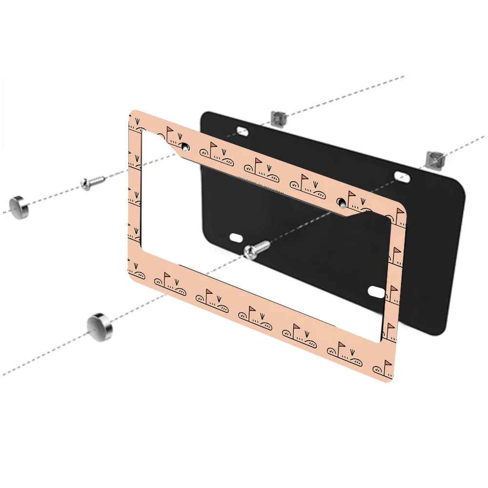 1 قطعة ريترو الوردي جولف العلم نمط 2-Hole إطار لوحة الترخيص ، مادة الألومنيوم ، 6x12 بوصة مع مجموعة المسمار ، فريد سيارة الديكور