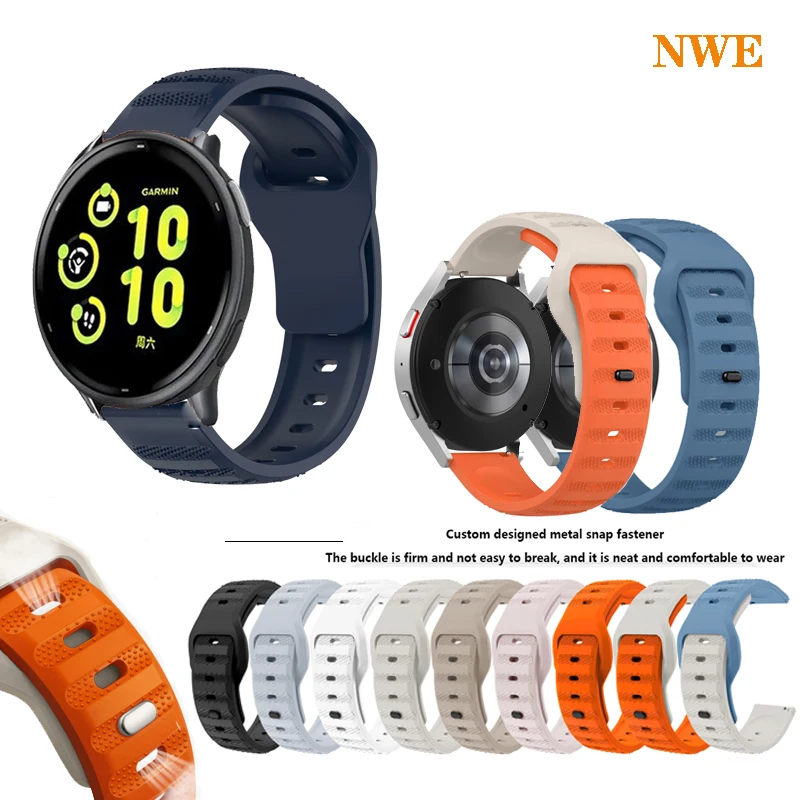 20mm 22mm New Sport Silicone Strap Band For Garmin Venu 3 / Venu Sq 2 / Active 5 / 165 645 245 55 255 265 Music / Vivoactive 3 4