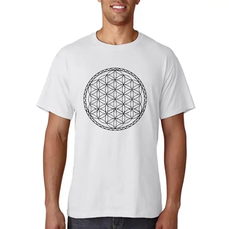 Title: Flower of Life Mandala Relaxed Shirt for Men Stencil Screen Print Tshirt Soft & Comfy Casual Gift for Men men t shirt