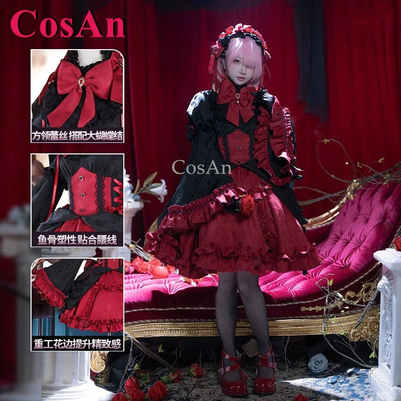 

CosAn Anime Re:Zero Ram Cosplay Costumes Sweet Elegant Gothic Style Formal Dress Full Set Halloween Party Role Play Clothing New