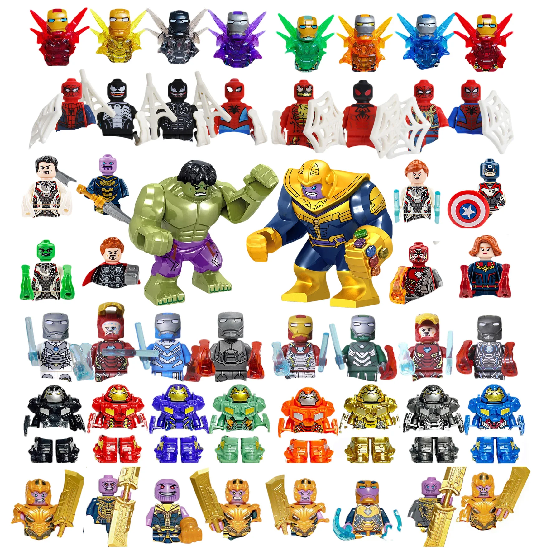 

Anime character Marvel Avengers League Blocks Doll Spider Man Hulk Assembly Action Character Statue Children's Birthday Gift Toy