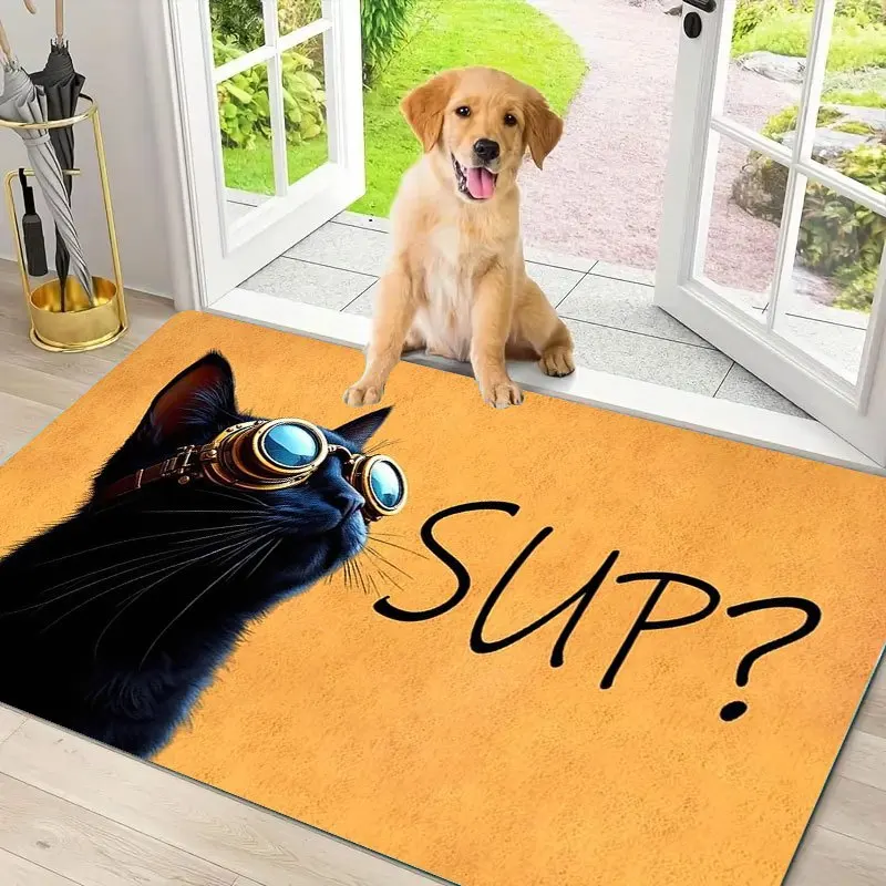 Pet Friendly Throw Blanket Non Slip Door Mat Washable Soft Rug With Dog Cat Pattern For Hallway Decor