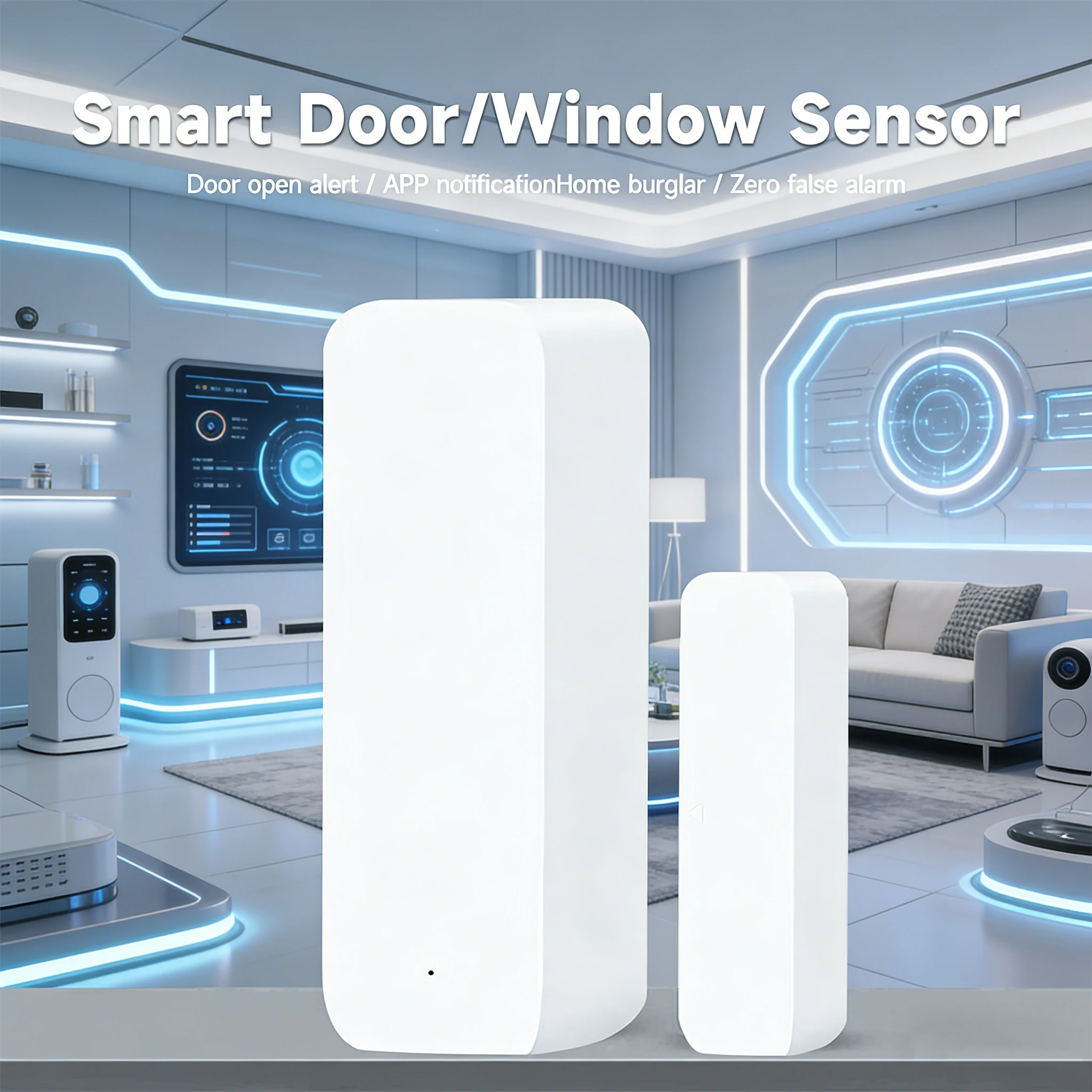 Zigbee2MQTT (Z2M) Door Sensor, High Precision Security Detector, Tuya Ecosystem Compatible for Versatile Connectivity