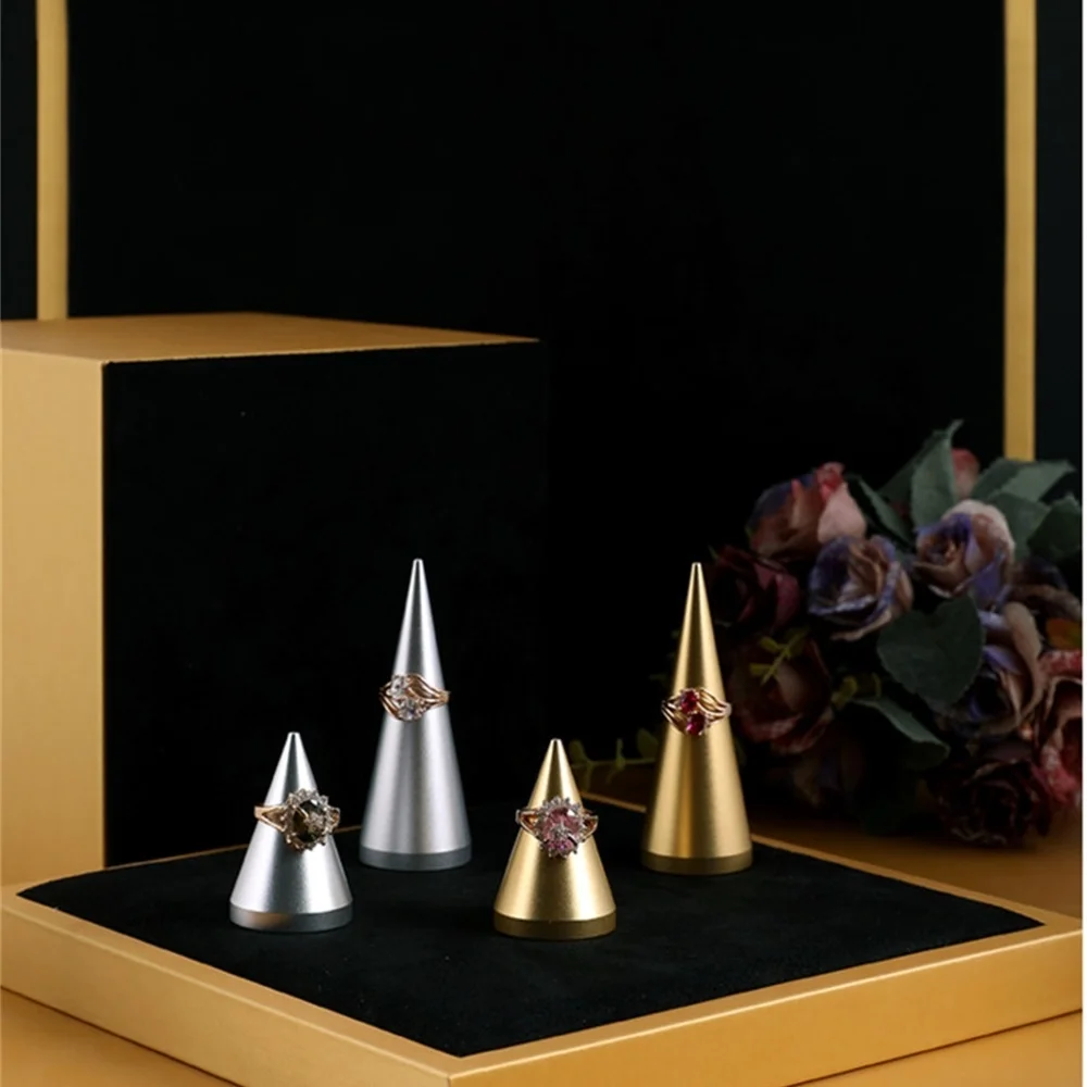 4.5*3cm Silver Metal Ring Labe Holder Vertical Creative Ornament Rack Supporting Jewelry Store Display Rack