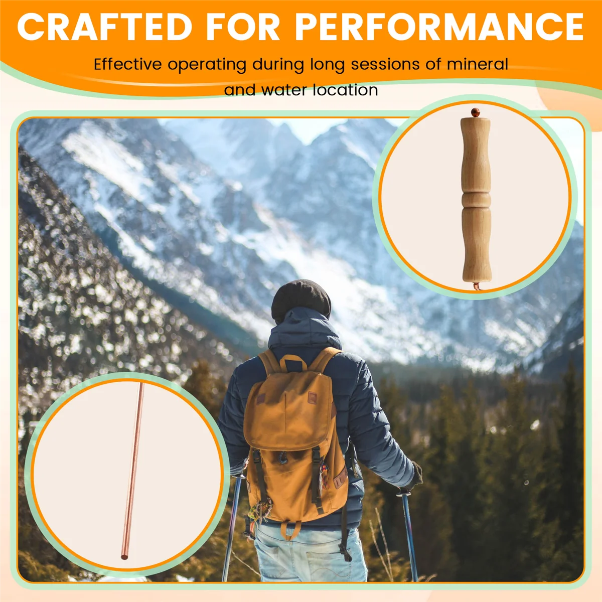 A99T Copper Dowsing Rods Kit for Divination Tool - Natural Wooden Handles Divining Rods