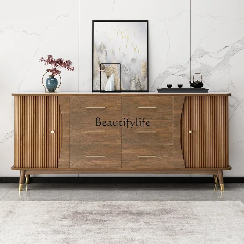 

1New Chinese Style Sideboard Cabinet Integrated Wall-Mounted Solid Wood Double Sliding Door Storage Cabinet