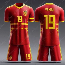 Football Uniforms 2pc Short Sleeves Spain Style Pop Kids Youth Training And Competition Sports Tracksuit Man Soccer Jersey Shirt