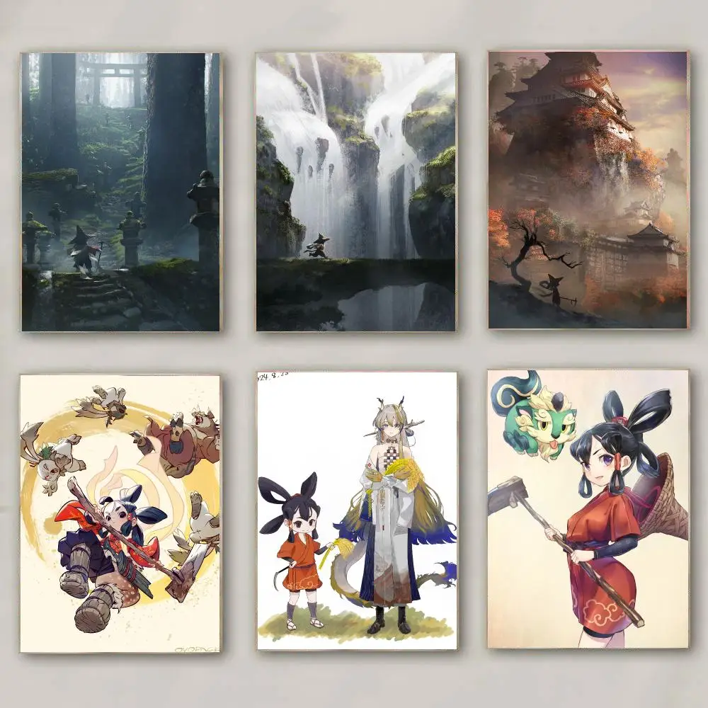 anime S-Sakuna Of Rice and Ruin-N Poster Modern Wall Decal for Living Room Cafe Office Bar and Bedroom