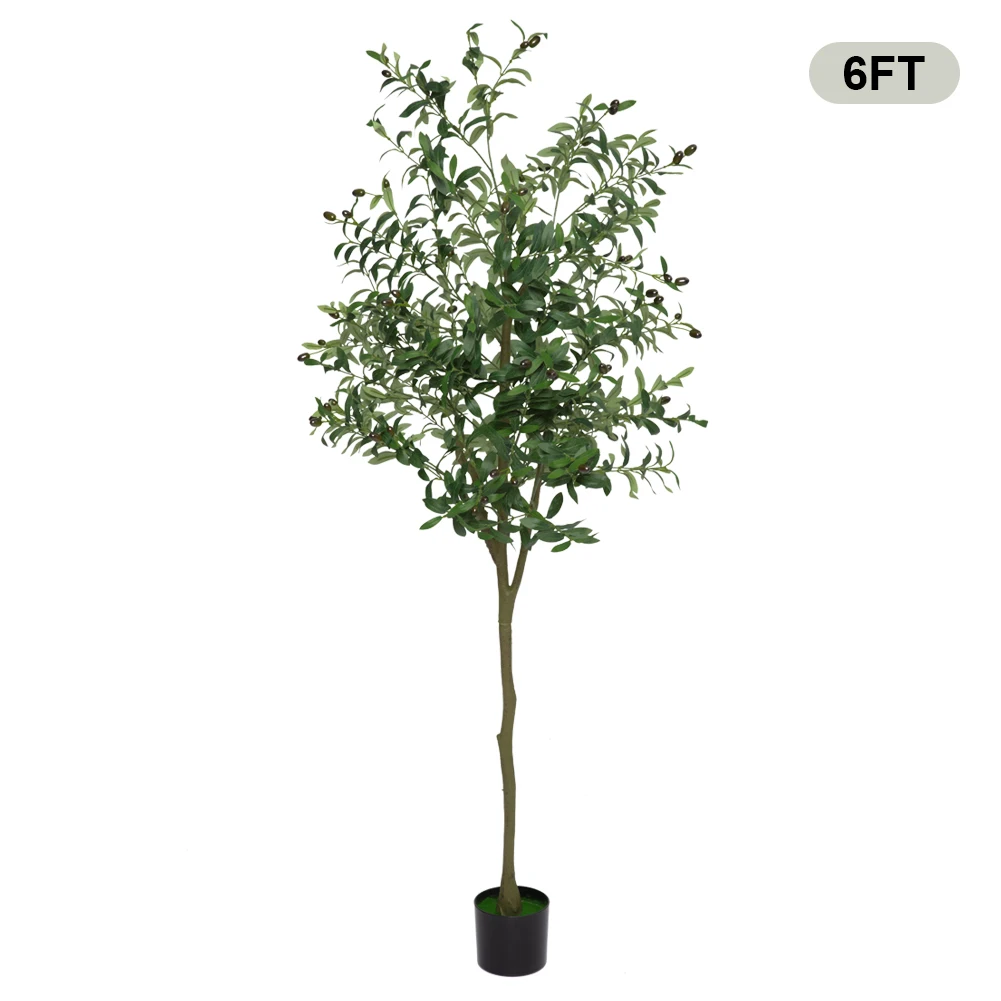 Artificial Olive Tree, Tall Artificial Tree Indoor Outdoor, Potted Silk Plants for Modern Home Office Living Room Porch Decor