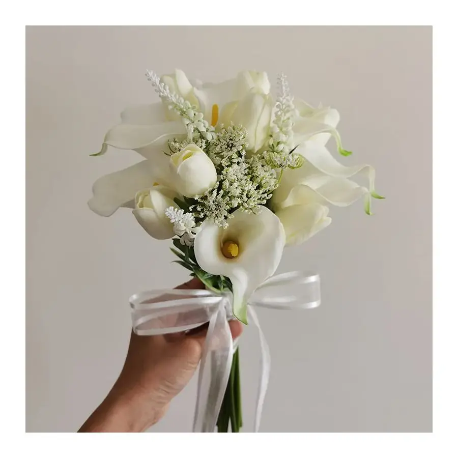

Искусственные цветы каллы Real Touch, свадебный букет, декор для дома и вечеринок, белый, 1 букет