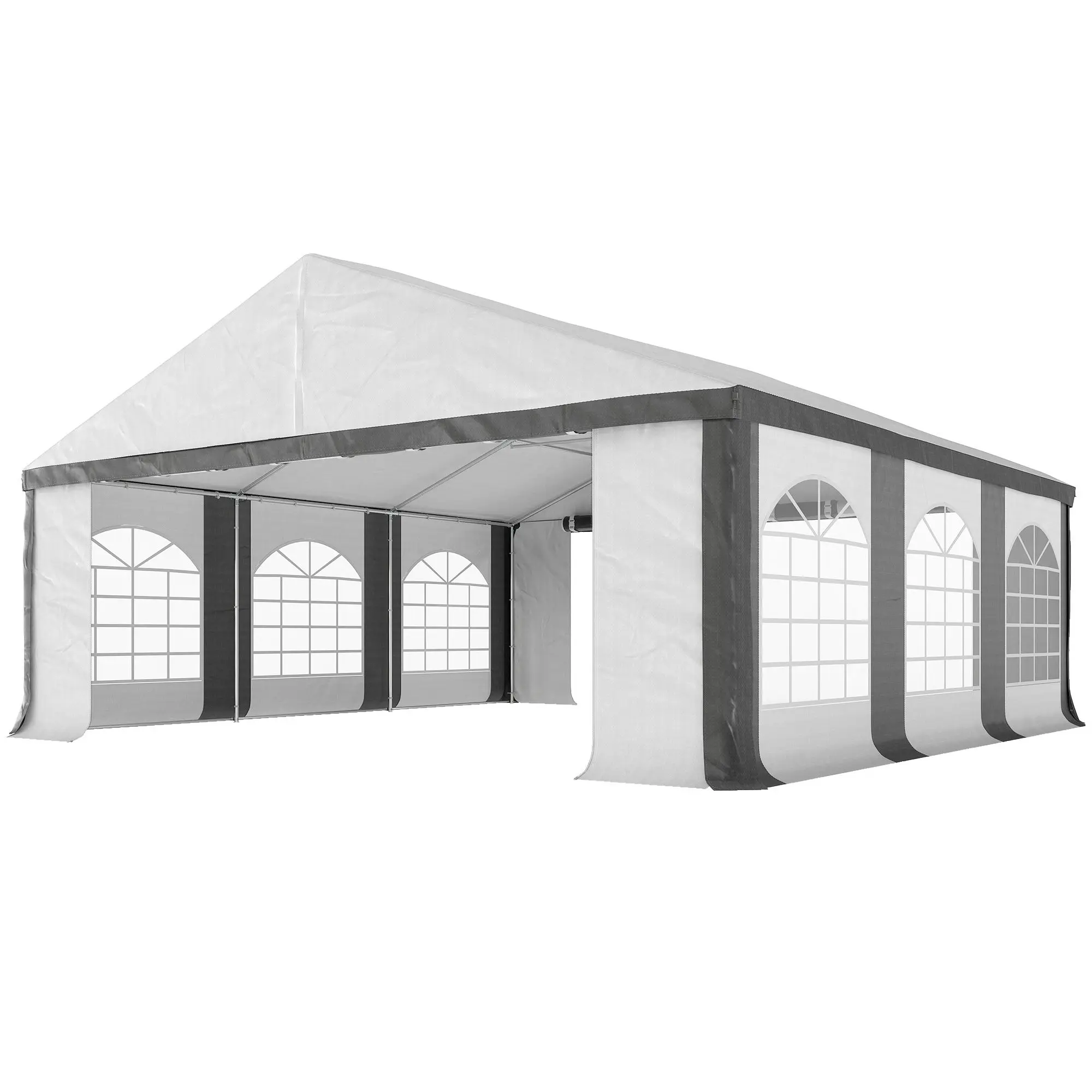 

For Outsunny 20' x 20' Heavy-duty Large Wedding Tent, Outdoor Carport Garage Party Tent, Patio Gazebo Canopy with Sidewall, Gray