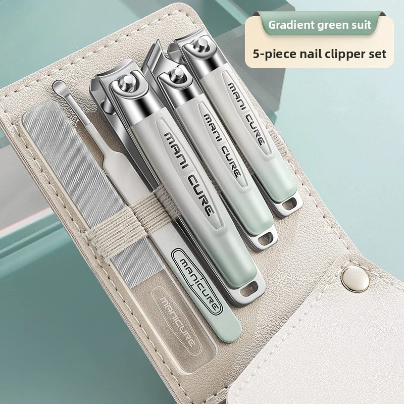 Professional Premium 5Pcs Sharp Gradient Stainless Steel Nail Clippers Kit, Angled Ear Pick Manicure Pedicure Portable Tools view 4