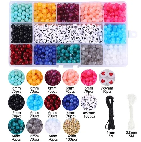 

1 box Glass Beads string Set DIY Bracelet Earring Jewelry Making Kits Letter Bead Crafts Accessories