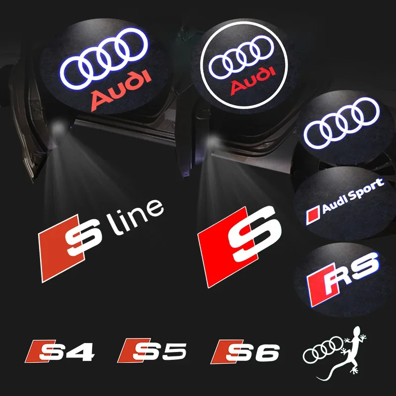 Lumière de bienvenue Led avec logo de porte de voiture, pour Audi A4 B5 B6 B7 B8 B9 A1 A3 8V 8P 8L A6 C5 C6 C7 A5 A7 A8 Q3 Q5 Q7 TT S3 S6 Sline Quattro