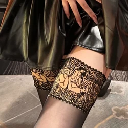 Women Sexy Erotic Lace Top Anti-slip Silicone Hold Up Thigh High Stockings For Sex Games Pole Dance Nightclub Party Thigh Socks