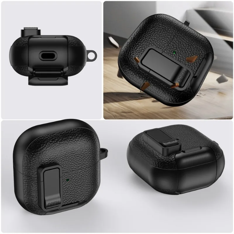 Applicable for Huawei Clip2 Earphone Case Plain Leather Pattern All-inclusive Boys Light Luxury for Freebudclip2 Protective Case