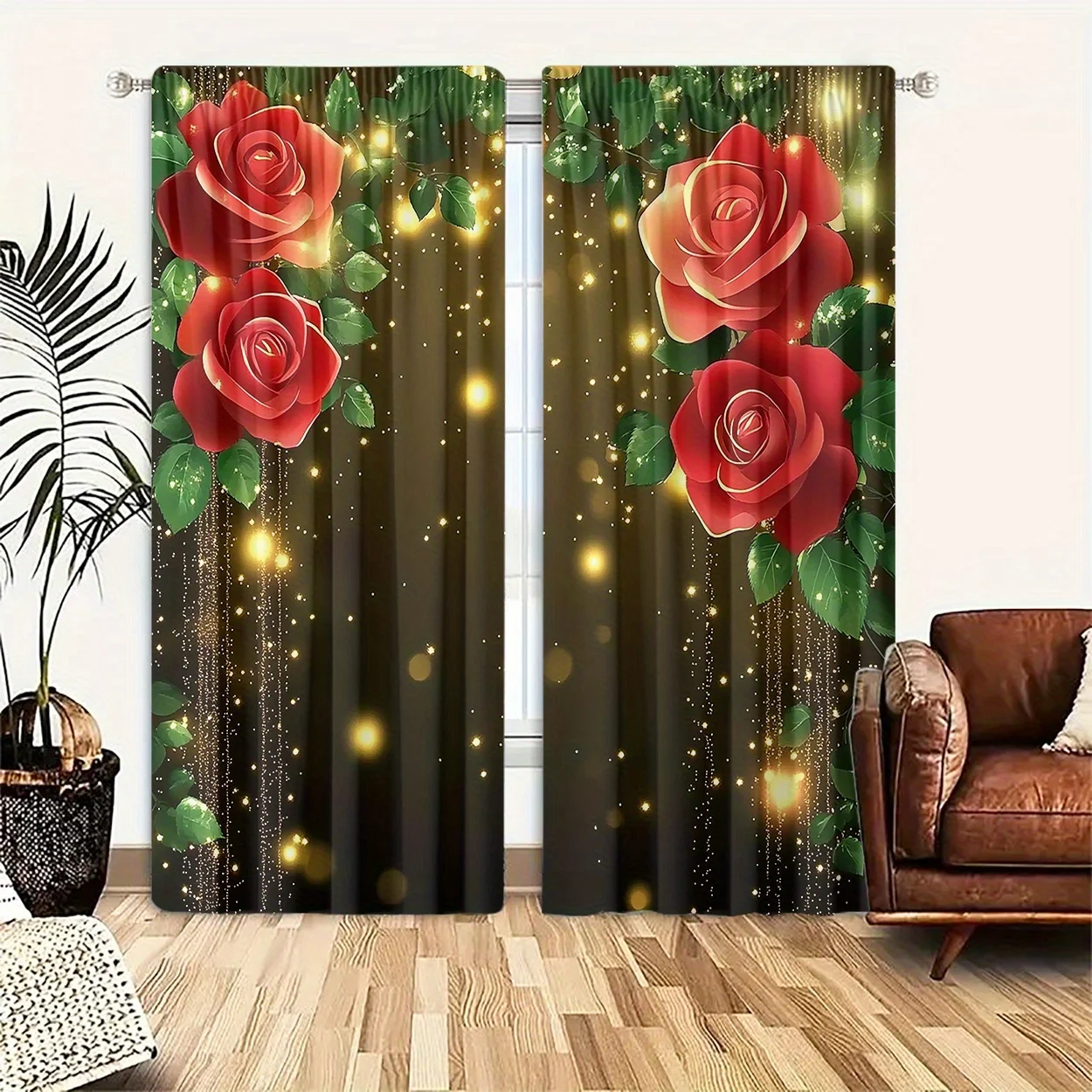 exquisite floral light pattern printed curtains with a pole design are suitable for bedrooms, offices, kitchens and living rooms