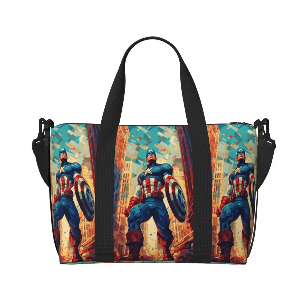 

Custom Captain America Grocery Tote Shopping Bag Women Large Capacity Anime Cartoon Classical Film Gym Beach Travel Bags