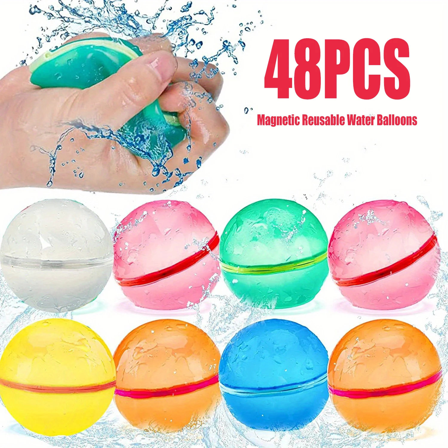 Magnetic Reusable Water Balloons Refillable Water Balloon Quick Fill Self Sealing Water Bomb Splash Balls for Kids Swimming Pool