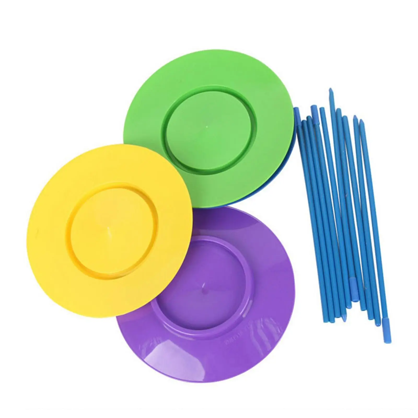 6pcs Plates, 12pcs Sticks Juggling Plate Sticks  Games Balance Skills Toys Performance Props Balance Skills Tool