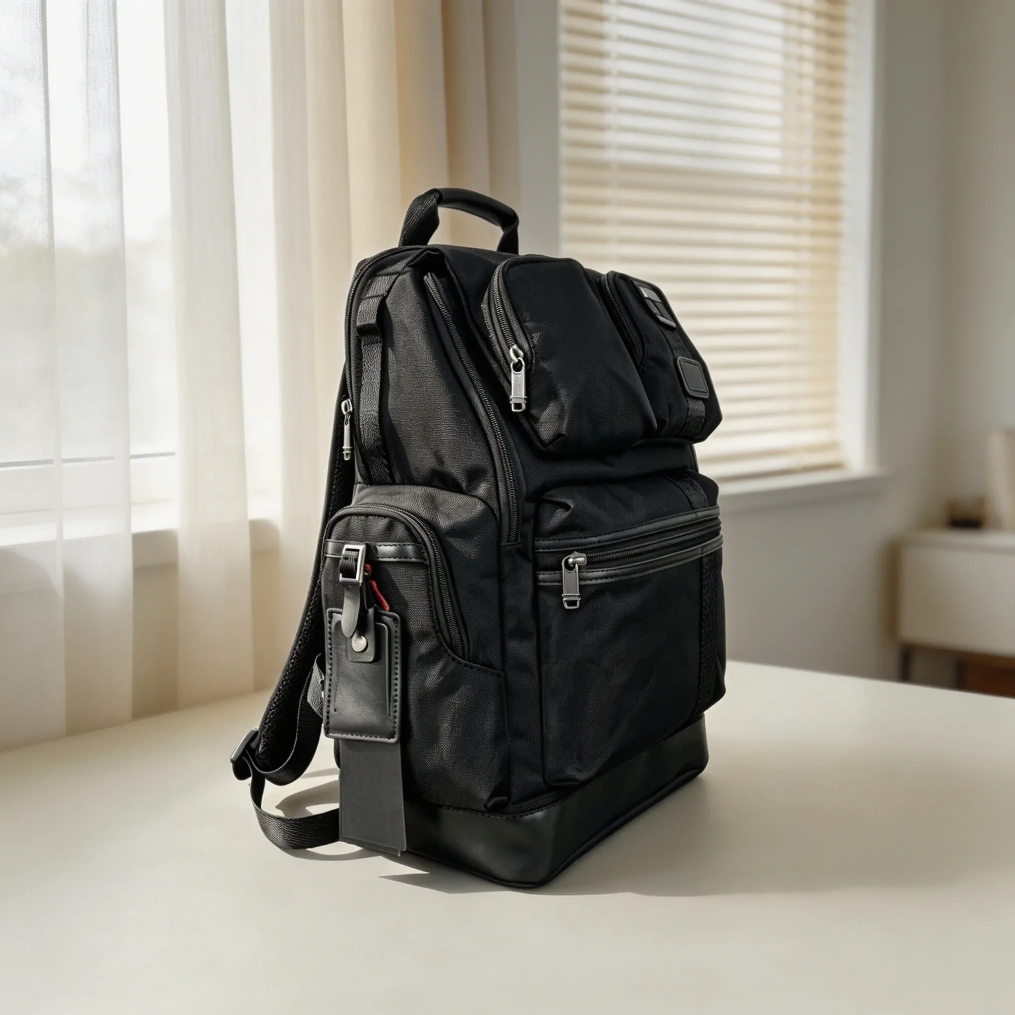 Men’s Large Capacity Ballistic Nylon Backpack, Multi Pocket Casual Business Daypack