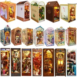 Diy Book Book Nook Shelf Insert Miniature Firefly Forest House Wooden Bookshelf Animal Doll Houses  Bookend Toys Adults  Gifts