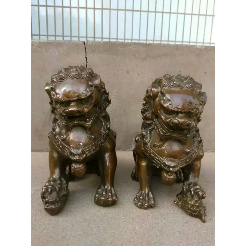 Antique Bronze Door Feng Shui Lion Kung Fu Foo Dog Lion Statue Lion Pair