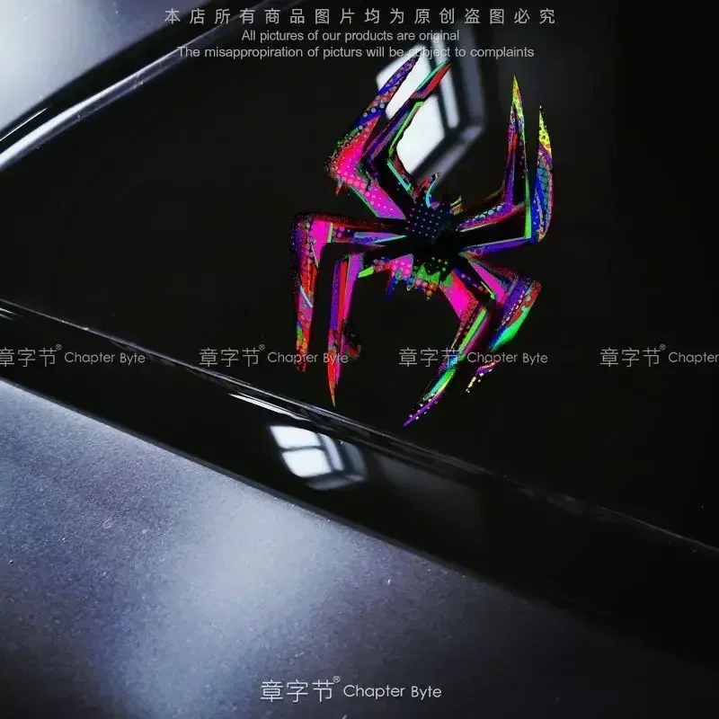 Marvel homem-aranha reflexivo adesivo de carro logotipo através do universo multiverso de alta aparência plana veículo elétrico adesivo flor