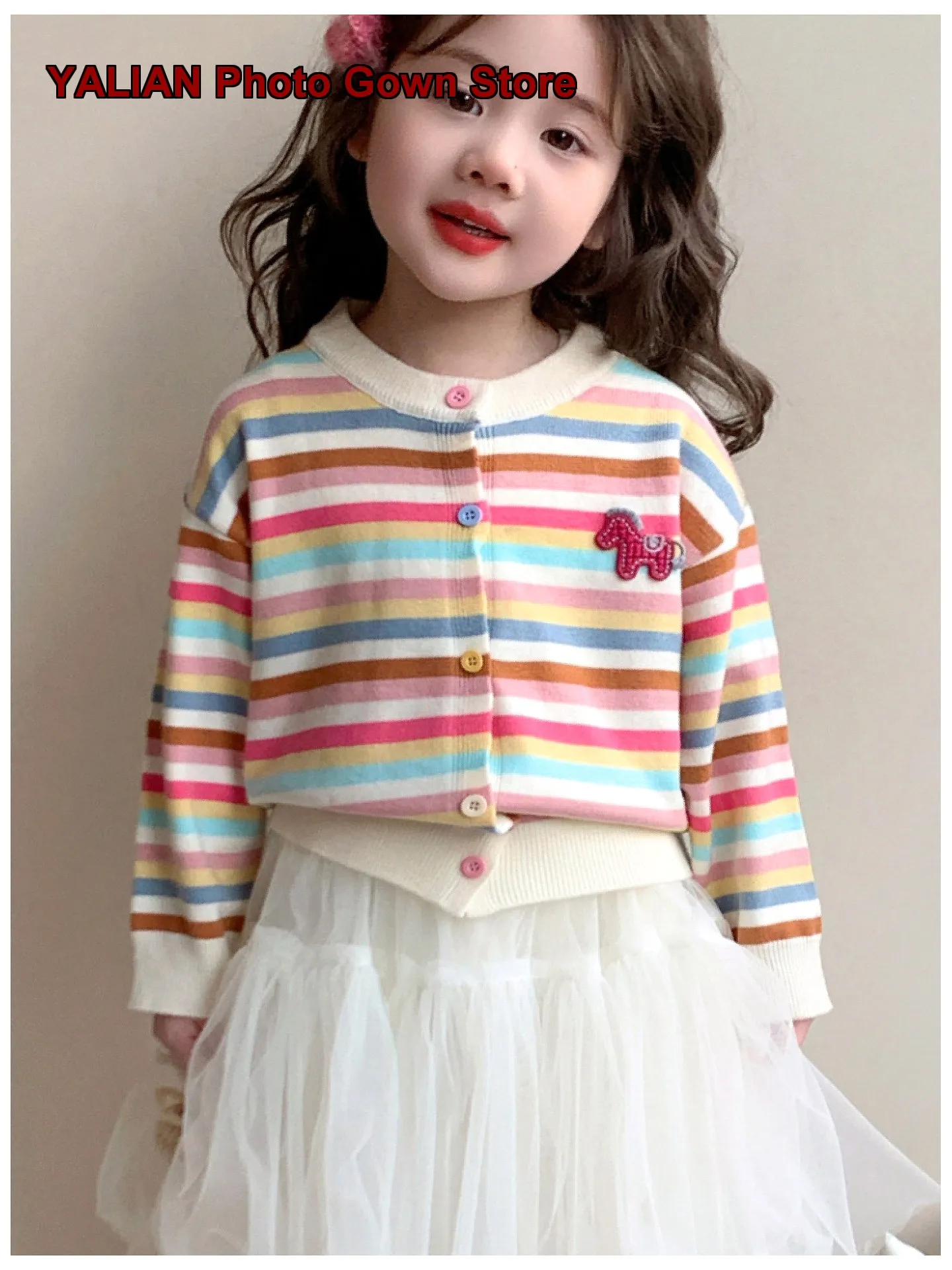 Girls Spring Autumn 2026 Stylish Children's Casual Autumn Knit Jacket Kids