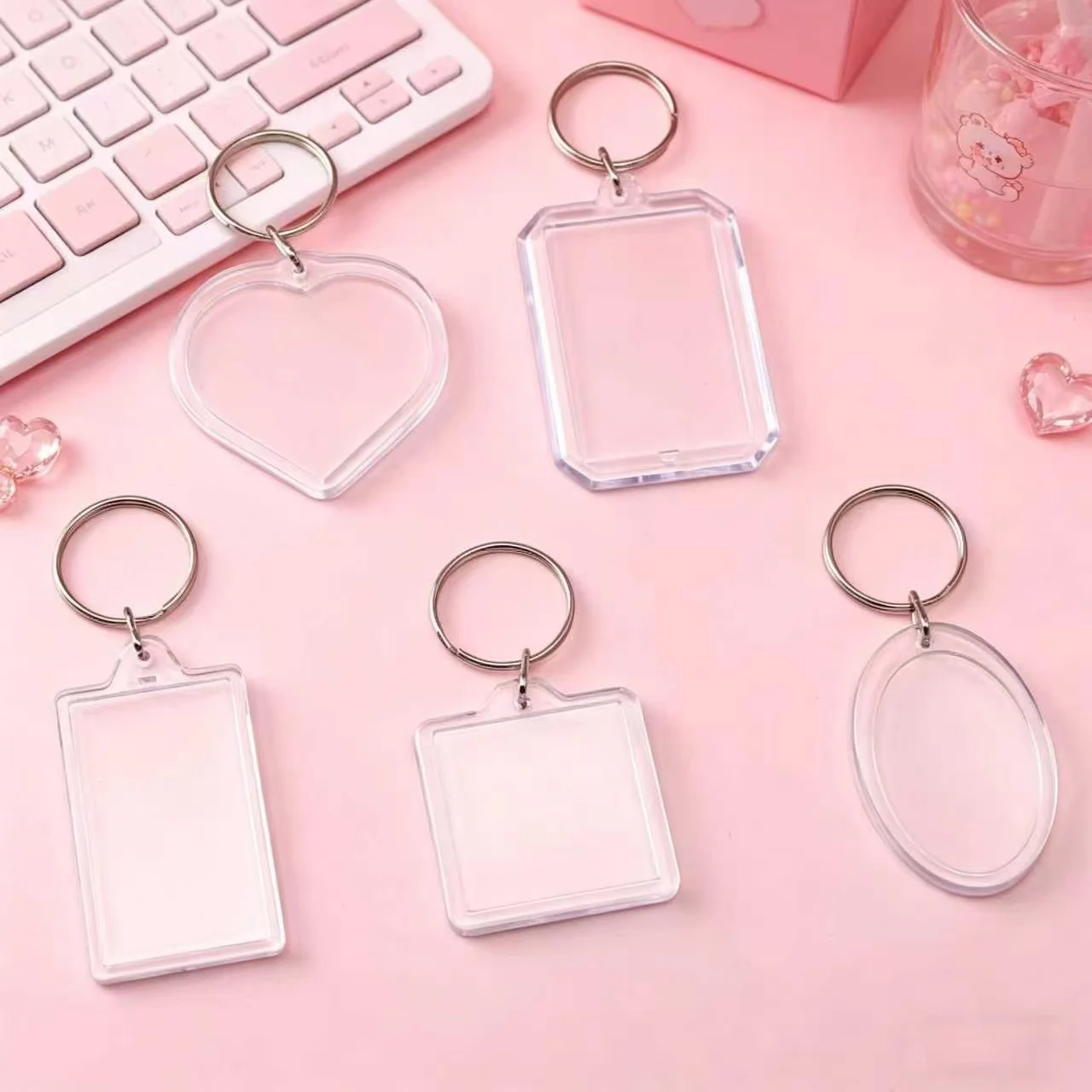5-10Pcs Acrylic Blank Keychains Transparent Assorted Shapes DIY Keychain Gifts Decorating Crafts Keyring Blanks For DIY Supplies