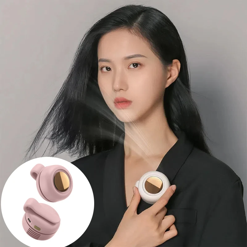 

USB Портативный бесшумный мини-вентилятор без лопастей с 3-скоростной пряжкой Вентилятор для рубашек Перезаряжаемый мини-вентилятор для вихлопа для талии с зажимом