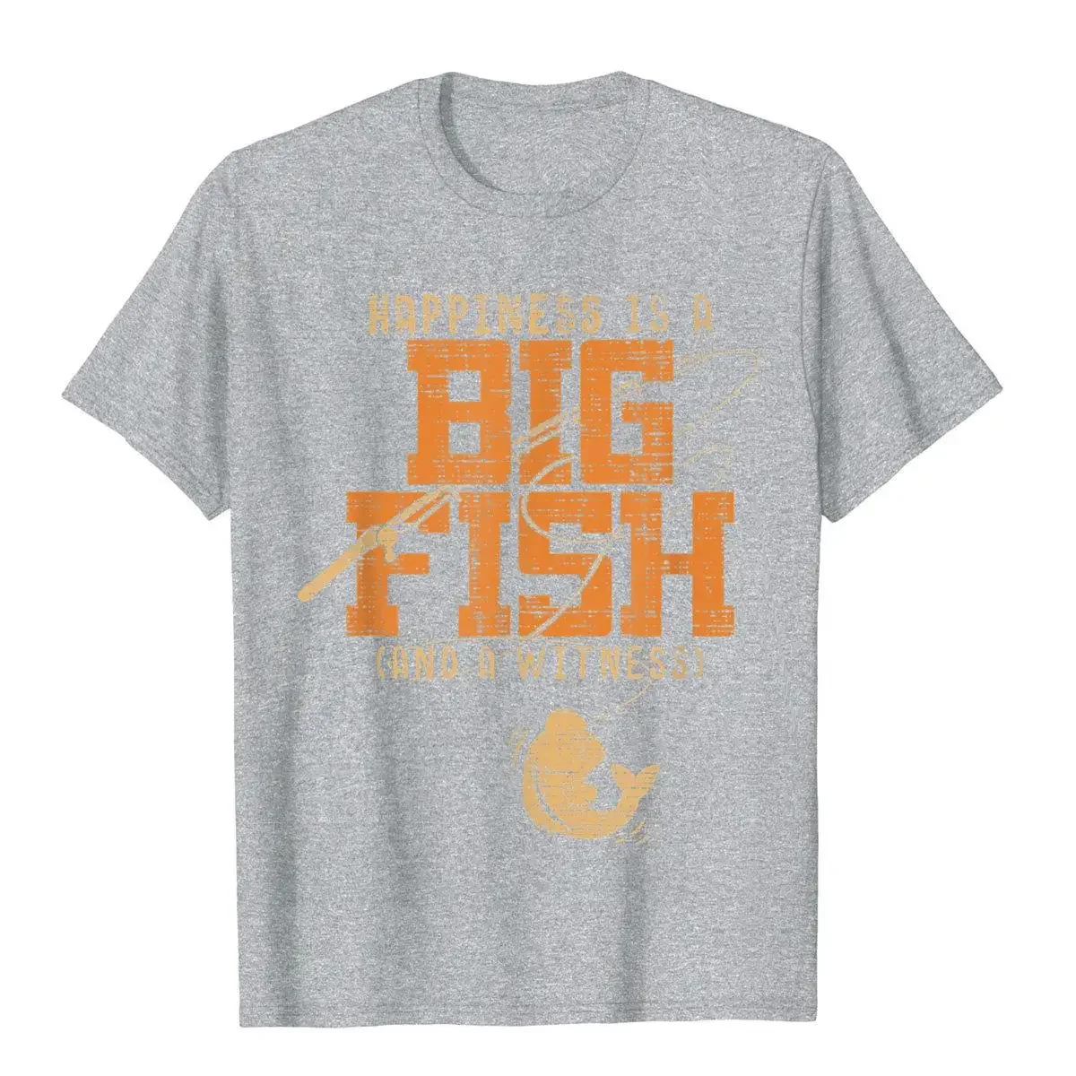 Happiness Is A Big Fish And A Witness T-Shirt Fishing Tshirt Cotton 3D Style Tees Classic Men T Shirt Harajuku Streetwear