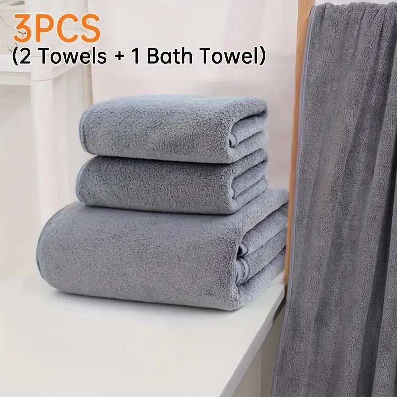 LUSQI 3Pcs Coral Velvet Face Towel Microfiber Absorbent Towel High Density Absorbent Bath Towel Quick Dry Clean Toiletries