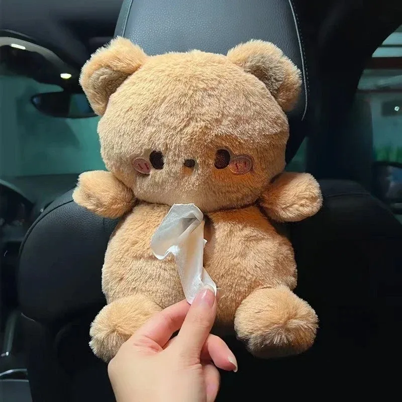 صندوق مناديل السيارة المعلقة المزخرفة للمقعد الخلفي - تصميم أرنب الدب، موزع لطيف لإكسسوارات المركبات #2