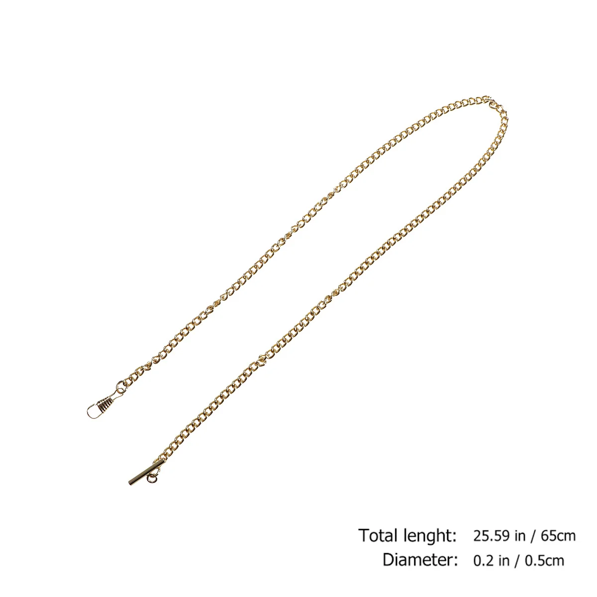 Catena per orologio da tasca in metallo retrò Portachiavi con catena per cintura Jean durevole dorato Chiusura resistente Pratico supporto per orologio da tasca