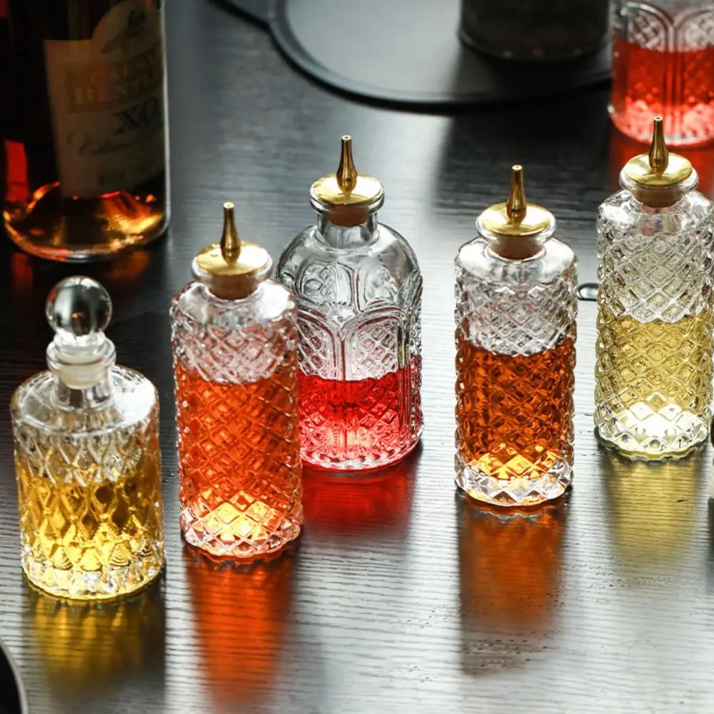 Exquisite Vintage-Flasche mit Bitters, luxuriöses Glas über Barkeeper-Flasche, klare Multifunktions-Bitterspender-Flasche, Barzubehör
