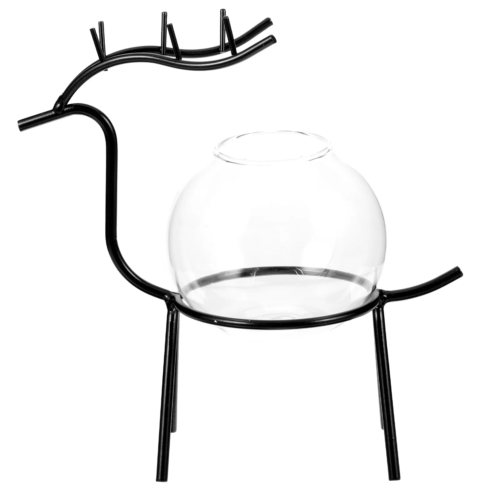 

Hydroponic Glass Vase With Iron Frame Decorative Planter For Home Office Desktop Dry Flower Arrangement Transparent Water