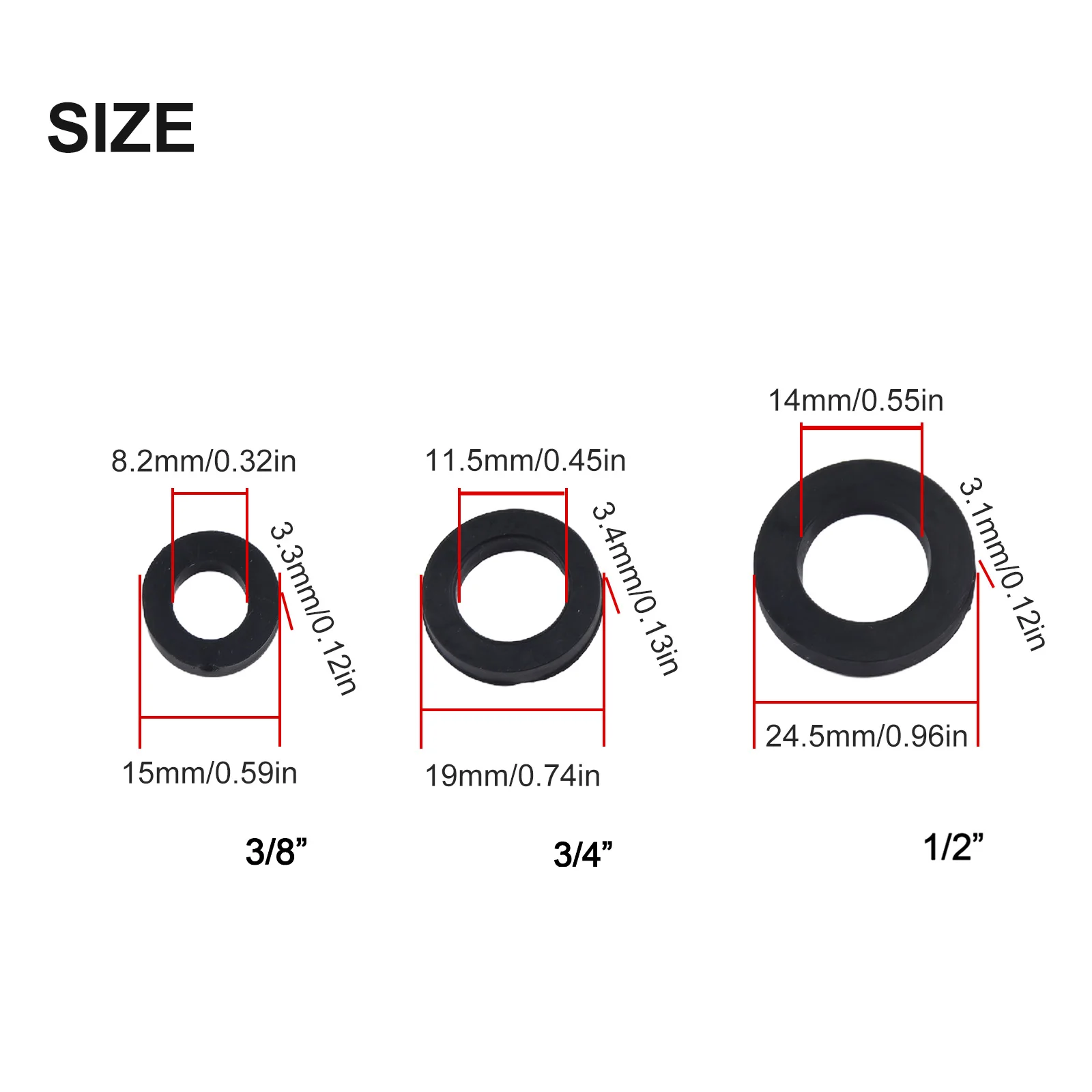 13PC Mixed Tap Washers Rubber Washers Faucet Sealing Ring Leak-proof Rubber Gasket Tap Seal Drip Sink Shower Hose O-Ring Gasket