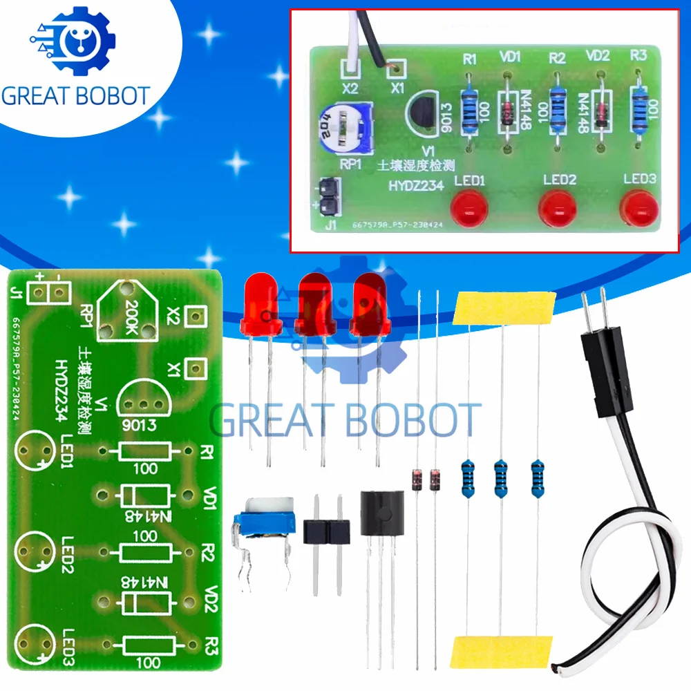 DIY Soil Moisture Sensor Kit LED Humidity Indicator Agricultural Electronic Welding Training Set